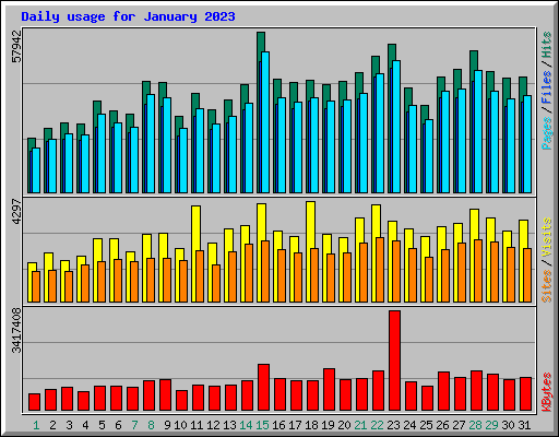 Daily usage for January 2023