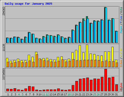 Daily usage for January 2025