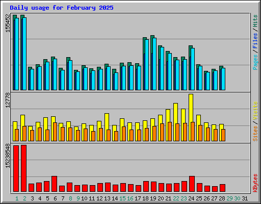 Daily usage for February 2025