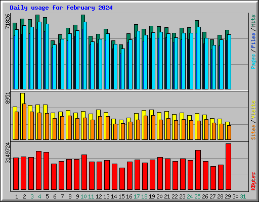 Daily usage for February 2024