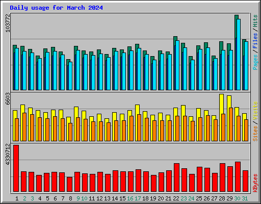 Daily usage for March 2024